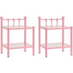 2er Set Nachttische Nachtschränke Sideboards Rosa Transparent Metall und Glas DE37654 - Rosa