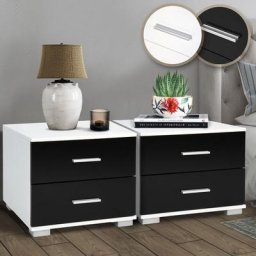 MIADOMODO® Nachttisch - 2er Set, 40x40x35cm, MDF, 2 Schubladen, Farbwahl - Boxspringbett