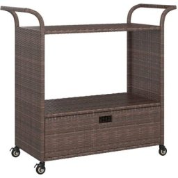 Barwagen mit Schublade Braun 100x45x97 cm Poly Rattan Vidaxl Braun
