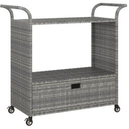 Barwagen mit Schublade Grau 100x45x97 cm Poly Rattan Vidaxl Grau
