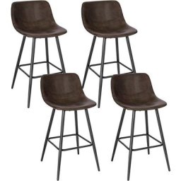 4er set Barhocker mit Rückenlehne, Barstuhl mit Sitzhöhe 63 cm, ergonomischer Hocker im Bar,