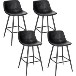 4er set Barhocker mit Rückenlehne, Barstuhl mit Sitzhöhe 63 cm, ergonomischer Hocker im Bar,