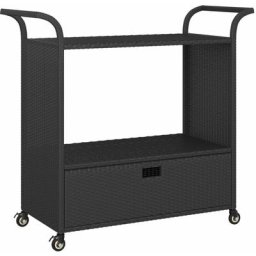 Barwagen mit Schublade Schwarz 100x45x97 cm Poly Rattan Vidaxl Schwarz