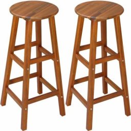 Casaria - 2er Set Barhocker Akazie Holz Massiv Rustikal Belastbar Barstuhl Tresenhocker