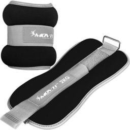 Neopren Gewichtsmanschetten 2x2 kg schwarz reflex mit Frottee-Einsatz - Movit