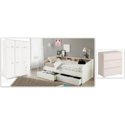 Parisot Jugendzimmer-Set Sleep, (Set, 3-St., Kleiderschrank, Stauraumbett und Schreibtisch)