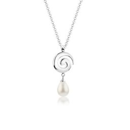Nenalina Perlenkette Muschelkernperle Tropfen Drop Spirale 925er Silber
