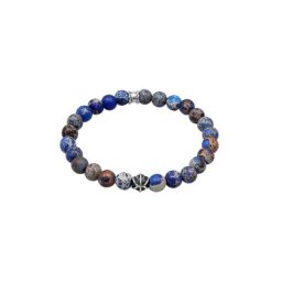 KUZZOI KUZZOI Armband Herren Achat Blau Beads Oxidiert 925er Silber Herrenschmuck