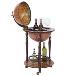 Globusbar HWC-T874, Minibar Hausbar Weinregal, Weltkugel rollbar Eukalyptusholz MVG-zertifiziert ~ Variantenangebot