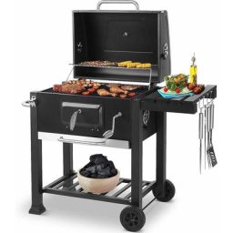 Grill Grillwagen Angular Smoker Standgrill Holzkohlegrill xxl bbq Barbeque Kohle 45 x 115 x 106 cm