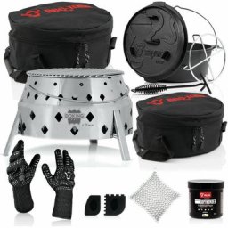 Bbq-toro - 11-teiliges Dutch Oven Set mit Dutch Oven Grill doking, 9 qt Dutch Oven und Zubehör