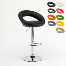 Superstool - Hoher drehbarer Küchenbarhocker mit verstellbarer Fußstütze Chicago Farbe: Schwarz
