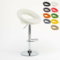 Superstool - Hoher drehbarer Küchenbarhocker mit verstellbarer Fußstütze Chicago Farbe: Weiß