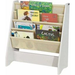 FRG225-W Kinder-Bücherregal Hängefächerregal Zeitungsständer mit 4 Ablagefächern Büchergestell bht