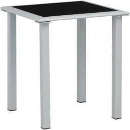 Gartentisch Esstisch - Balkontisch Schwarz und Silbern 41x41x45 cm Stahl und Glas BV993101