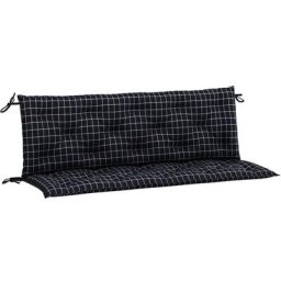 Vidaxl - Gartenbank-Auflagen 2-tlg. Schwarz Karomuster 150x50x7 cm Stoff Mehrfarbig