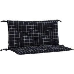 Gartenbank-Auflagen 2-tlg. Schwarz Karomuster 100x50x7 cm Stoff Vidaxl Mehrfarbig