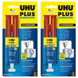 2 x UHU PLUS schnellfest Doppelkammer-Spritze, 2 x 27g