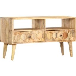 TV-Lowboard für Wohnzimmer tv Schrank TV-Möbel 90 x 30 x 50 cm Massivholz Mango DE66224 - Braun