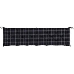 Gartenbank-Auflage Schwarz Karomuster 200x50x7 cm Stoff Vidaxl Mehrfarbig