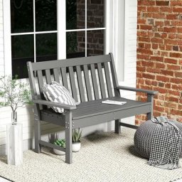 2-Sitzer Gartenbank, wetterfeste Sitzbank aus Kunststoff, Parkbank bis zu 320kg belastbar, für