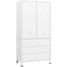 Industrial Kleiderschrank Weiß 90x50x180 cm Metall Vidaxl Weiß
