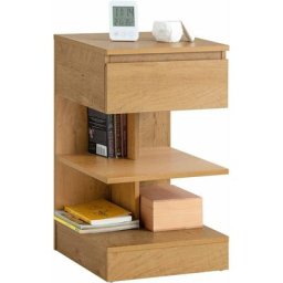 SoBuy FBT49-N Beistelltisch Nachttisch Nachtschrank Kommode mit 1 Schublade und 3 Ablagen Natur BHT