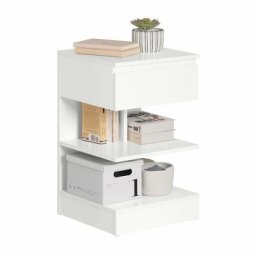 FBT49-W Beistelltisch Nachttisch Nachtschrank Kommode mit 1 Schublade und 3 Ablagen weiß bht ca: