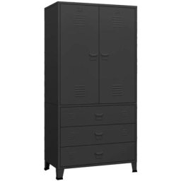 Industrial Kleiderschrank Schwarz 90x50x180 cm Metall vidaXL - Schwarz