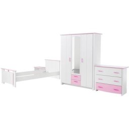 Parisot Jugendzimmer-Set Biotiful, (Set, 4-St., Bett, Nachttisch, Schrank, Kommode), mit Kleiderschrank und Kommode