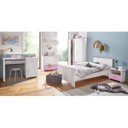 Parisot Jugendzimmer-Set Biotiful, (Set, 4-St., Bett, Nachttisch, Schrank, Kommode, Schreibtisch), mit 3-trg. Kleiderschrank