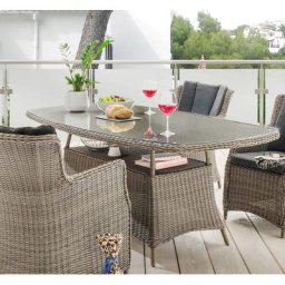 Destiny Gartentisch LUNA, Polyrattangeflecht, mit aufgelegter Glasplatte