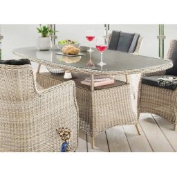Destiny Gartentisch LUNA, Polyrattangeflecht, mit aufgelegter Glasplatte