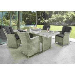 Destiny Garten-Essgruppe LUNA, (Set, 14-tlg), 4 Sessel, Tisch 200x100x75 cm, inkl. Auflagen