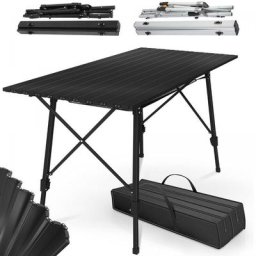 Campingtisch - Klappbar, Höhenverstellbar, 90x45 cm, aus Aluminium, mit Tragetasche, Stauraum,