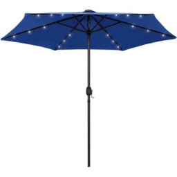 Sonnenschirm mit LED-Leuchten & Aluminium-Mast 270 cm Azurblau Vidaxl Blau