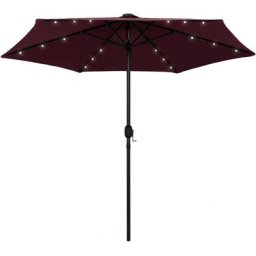 Sonnenschirm mit LED-Leuchten Aluminium-Mast 270 cm Bordeauxrot Vidaxl Rot