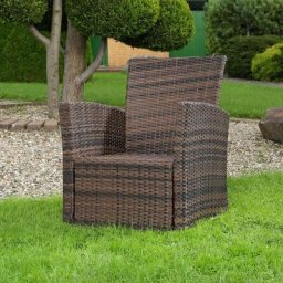 Mucola - Garten Relaxsessel in Braun Polyrattan Gartenmöbel Balkon Stuhl Sitzmöbel