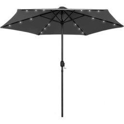 Vidaxl - Sonnenschirm mit LED-Leuchten & Aluminium-Mast 270 cm Anthrazit Anthrazit