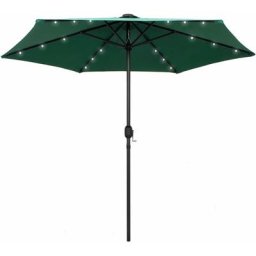 Sonnenschirm mit LED-Leuchten & Aluminium-Mast 270 cm Grün Vidaxl Grün