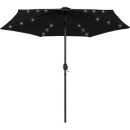 Sonnenschirm mit LED-Leuchten & Aluminium-Mast 270 cm Schwarz vidaXL - Schwarz