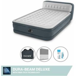 Intex - Luftbett - 2 Personen - 152 x 236 x 86 cm - Grau - Mit elektrischer Pumpe, Spannbettlaken