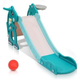 Kinderrutsche 4-in-1 Kinder Rutsche Spielplatz Klappbar mit Basketballkorb Wurfring