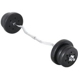 25 kg sz Curlset Langhantel-Set, SZ-Stange mit 6 Scheiben, Hantel-Set für Krafttraining,