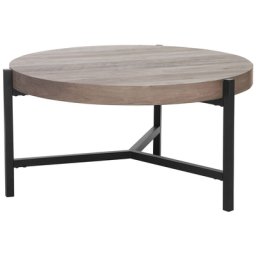 Couchtisch Braun Schwarz Taupe Holzoptik MDF Tischplatte Metallgestell Rund Modern Industriell
