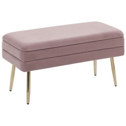 Bank Rosa/Gold mit Stauraum aus Samtstoff mit Metallbeinen in Glamour-Optik Wohnzimmer Schlafzimmer Rechteckig Modern