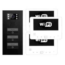 3-Familienhaus WLAN & App gesteuerte Türsprechanlage Türstation XD-3 Premium Black Steel + 3x Monitor XD-7 IP-BUS Technologie