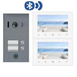 Fingerprint Video Türklingel Türsprechanlage Bluetooth BX2F Anthrazit 2-Familienhaus und 2x Monitor BX7 - 2 Draht Technik 170 Grad Winkelkamera