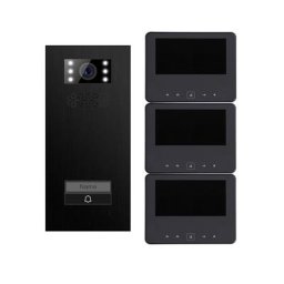 Premium Türsprechanlage Einfamilienhaus Türstation XD-1 Black Steel + 3x Monitor XD-7 IP-BUS Technologie