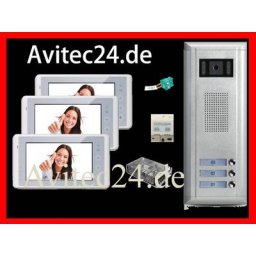 VIDEO TÜRSPRECHANLAGE 3 FAMILIEN 2 DRAHT TECHNIK SONY CCD 7-ZOLL MONITORE